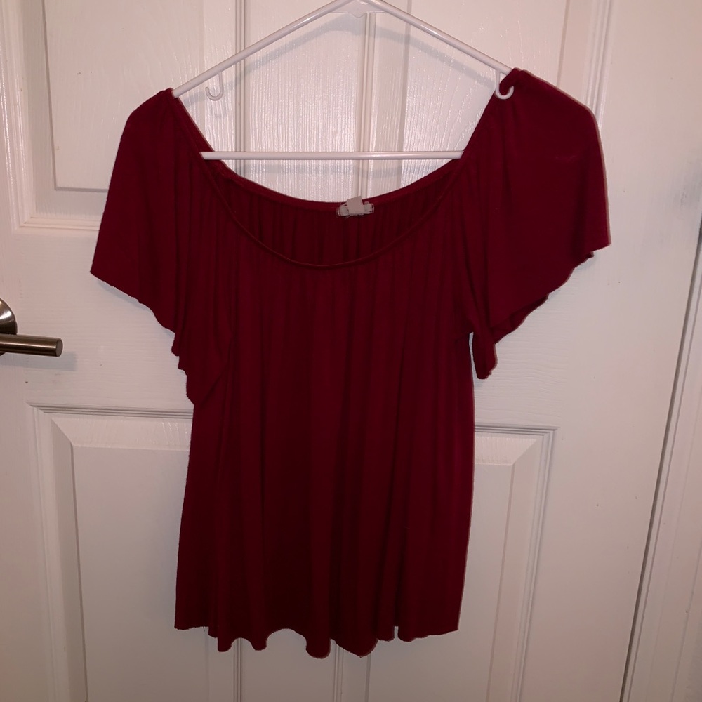 Red off the shoulder short sleeve
